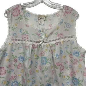 Vintage Jenny Buchanan Pastel Floral Sleeveless Summer Nightgown‎ Dress Size XL